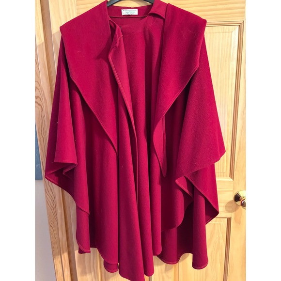 Jimmy Hourihan Dublin Ireland Red Wool Blend Cape Cloak Poncho Medium - Picture 1 of 4